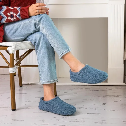 Vista 2 de HomeTop Mocasines de espuma viscoelástica de piel rizada y mullida con forro polar