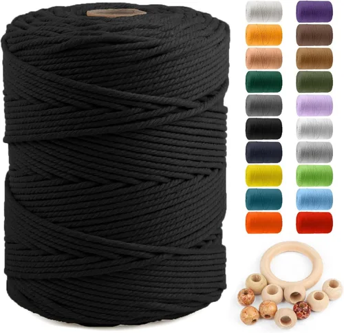 Vista 54 de ZUEXT Cordón de algodón para macramé de 4 mm x 500 m, ZUEXT Cordones trenzados naturales hechos a mano en verde manzana de 4 hebras, cuerda de lana