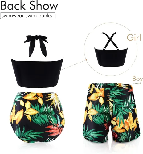 Vista 6 de ATOZ Trajes de baño familiares a juego, conjuntos de bikini para mujeresniñas, niños, trajes de baño para madre e hija, trajes de baño para padre e
