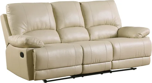 Vista 22 de Blackjack Furniture Brantley Collection - Sofá biplaza reclinable tapizado de cuero con consola, asientos acolchados de felpa con bobina Marrón