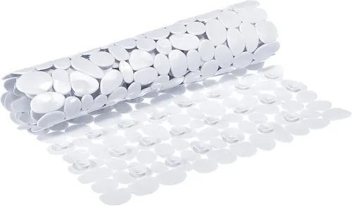 Vista 9 de uxcell Tapete de ducha para bañera, 27.5 x 14.2 pulgadas, tapete antideslizante de PVC con agujeros de drenaje, ventosas para bañera, color negro