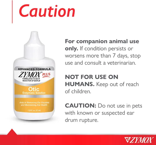 Vista 5 de Zymox Advanced Formula Otic Plus Solución enzimática para oídos para perros y gatos sin hidrocortisona, 1.25 oz