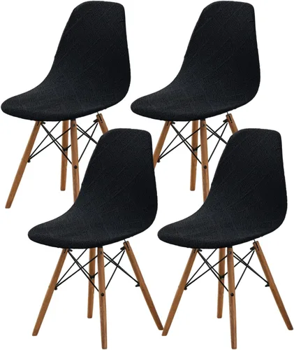 Vista 31 de HAOYONG Fundas para silla de comedor modernas de mediados de siglo, funda estampada para silla sin brazos, fundas elásticas para cocina, oficina