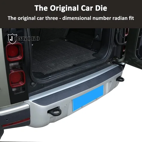 Vista 3 de Protector de parachoques trasero interior de automóvil para Land Rover Defender 90 110 130 2020-2024 Accesorios de moldura de placa de parachoques
