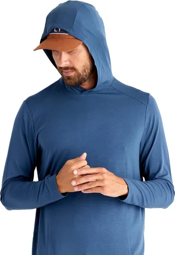 Vista 3 de Free Fly Sudadera con capucha de bambú para hombre, secado rápido, transpirable, con protección solar UPF 50+