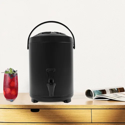 Vista 4 de Dispensador de bebidas con aislamiento de acero inoxidable, dispensador de bebidas calientes con grifo, dispensador térmico de bebidas frías