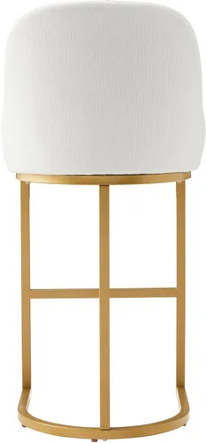 Vista 124 de Leick Home 214536 Barrelback Silla de comedor con base de metal, juego de 2, para comedor, asiento moderno de lino negro y base de metal dorado
