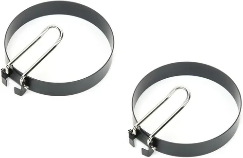 Vista 8 de 2 moldes de acero inoxidable para anillos de huevo de 3.5 pulgadas, accesorio antiadherente para huevos fritos y panqueques, mango plegable