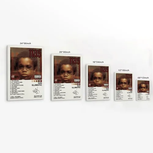 Vista 2 de Illmatic - Póster en lienzo para decoración de dormitorio, 08 x 12 pulgadas Estilo de marco