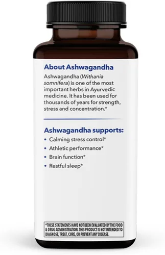Vista 6 de LifeSeasons Essentials Ashwagandha - Suplemento de apoyo para el estrés y el sueño - Mente tranquila y concentrada - Mejora el rendimiento atlético