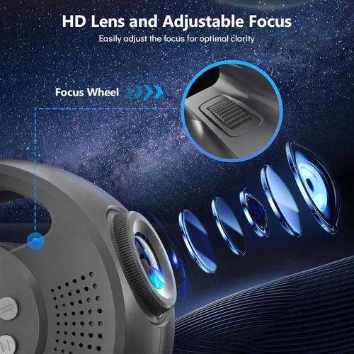 Vista 3 de Rossetta Proyector de galaxia 3D, proyector de planetario focal ajustable de 60 escenas con altavoz Bluetooth, temporizador y control remoto