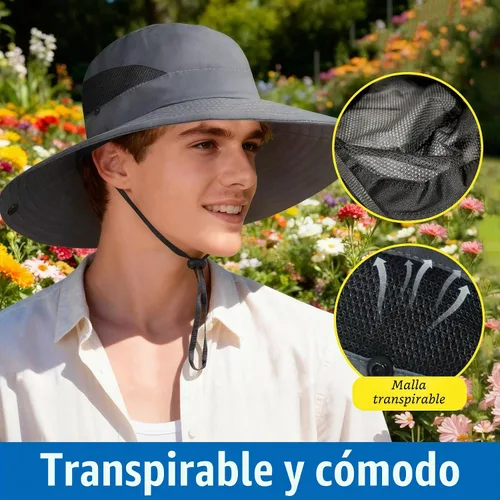 Vista 5 de NPJY Sun Bucket Hats Wide Brim Fishing Hat UPF 50+ Beige