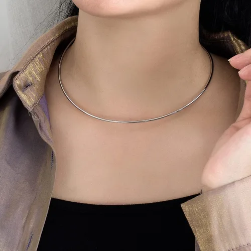 Vista 5 de Dankadi Collar de plata de ley 925 para mujer, collar de cúpula sólida de 0.079 in, simple moda dorada de 16 "18" 20 "+1.9 "longitud ajustable