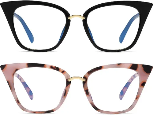 Vista 6 de MORESHINE Lindas gafas de bloqueo de luz azul de ojo de gato para mujer, marco de lentes transparentes para computadora, antifatiga ocular Cristal