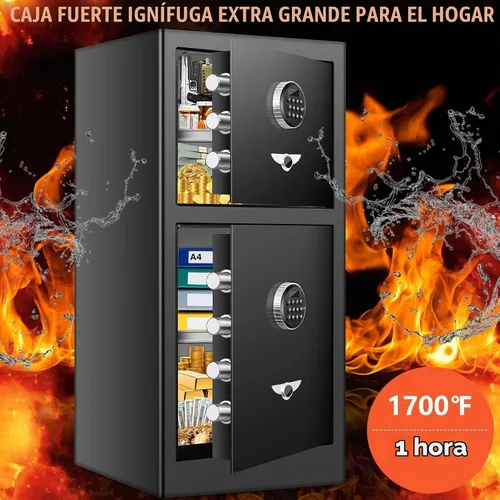 Vista 3 de Caja de seguridad digital resistente con compartimento oculto, resistente al fuego, resistente al agua de 9.5 pies cúbicos, resistente al agua