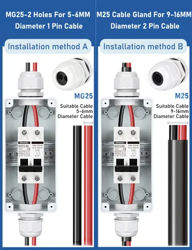 Vista 8 de DIHOOL Disyuntor miniatura de CA CC con caja DIN IP65, 15 amperios de doble polo 12V-400V, no polarizado, interruptor de desconexión del panel