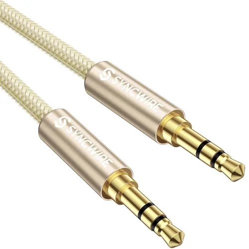 Vista 12 de Syncwire Cable auxiliar de audio auxiliar de 0.1 in macho a macho, cable trenzado de nailon para auriculares (1.6 pies/1.6 ft / 0.5m), cable Negro