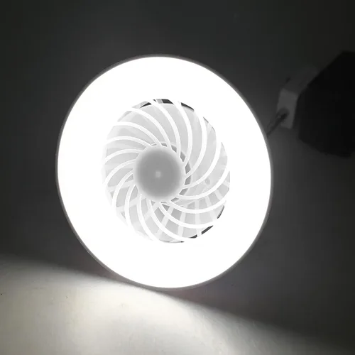 Vista 5 de Ventilador de techo de 5.79 "con luz de 3 modos de ajuste de ventilador de techo de perfil bajo E27 con tapa para dormitorio cocina