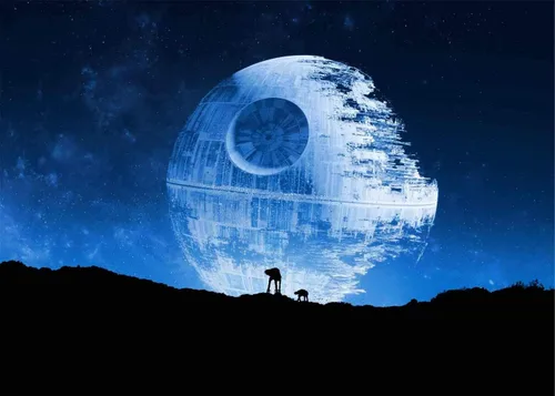 Vista 6 de EOA Telón de fondo azul de fotografía de estrella de la muerte de 5 pulgadas de ancho x 3 pies de alto, superarma galáctica, fanáticos de Star Wars