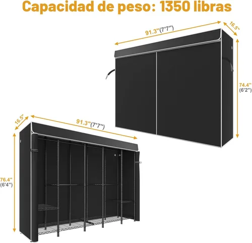 Vista 5 de ULIFHOME H50C Perchero Extra Grande con Cubierta, Armario Portátil Independiente, Percheros de Ropa Cubiertos para Colgar Ropa, Perchero Resistente
