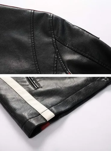 Vista 6 de chouyatou Chaqueta de piel sintética con forro polar térmico para hombre