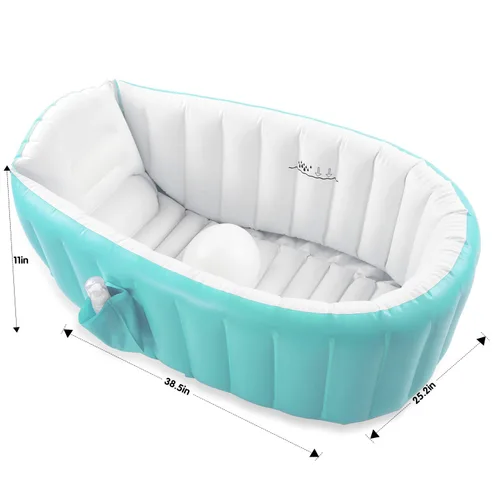 Vista 5 de Bañera inflable para bebé con bomba de aire, bañera para bebé, bañera para niños pequeños, lavabo de ducha plegable para recién nacido, bañera