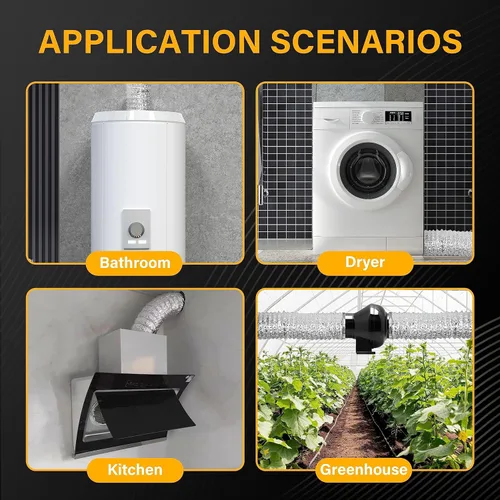 Vista 6 de YSSOA Manguera de ventilación para secadora, conducto flexible aislado de 4 pulgadas, 8 pies con 2 abrazaderas, protección resistente de cuatro
