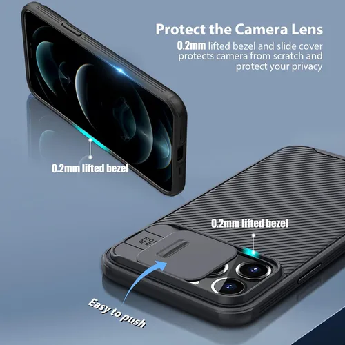 Vista 2 de Nillkin Funda para iPhone 13 Pro Max con cubierta deslizante para cámara [Protección mejorada de lentes] [PC rígido + bumper de TPU], funda