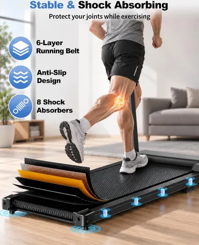 Vista 5 de Treadmills for Home Walking Pad - Foldable Treadmill Under Desk with Handle Bar 0.6-6.2 MPH Caminadora Eléctrica para casa Compact Running Machine D