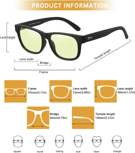 Vista 5 de DUCO Gafas de bloqueo de luz azul, gafas de gamer y gafas de juegos de computadora, Lente ámbar marco negro 2142