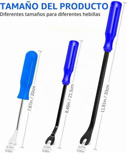 Vista 2 de Juego de 3 piezas de herramientas para quitar remaches y sujetadores de automóviles, kit de herramientas para quitar molduras de panel de puerta