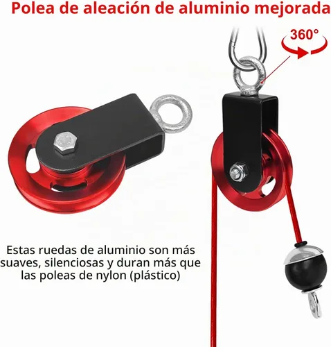 Vista 3 de LFJ Sistema de Poleas con Cable LAT para Jalones y Levantamiento de Peso, Accesorio de Polea de Máquina con Cable para Jalones de Tríceps, Curl