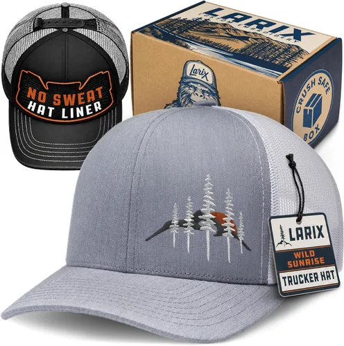 Vista 16 de LARIX Trucker Hat Men - Snapback Cap with Breatheable Mesh Back, Hats for men, Mens Hat, Mens Trucker Hats Negro (Wb)