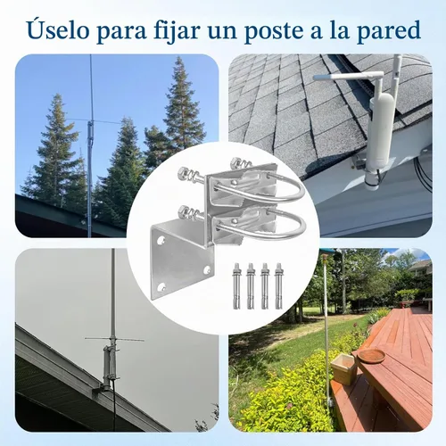 Vista 6 de XRDS-RF - Kit de montaje en poste de antena, soporte de montaje en poste de antena con doble abrazadera de pernos en U, soporte de mordaza en V