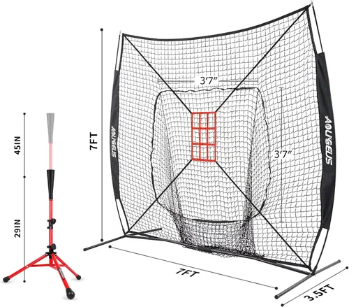 Vista 39 de 7'x7' Baseball Softball Practice Net with Strike Zone Target