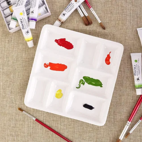 Vista 3 de Paleta de pintura de artista de porcelana de 8 pozos, paleta de acuarela de cerámica mezcladora, bandeja de mezcla para acuarela gouache acrílico