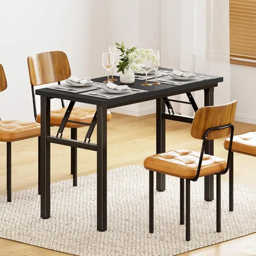 Vista 4 de Escritorio plegable de 31.5 pulgadas, sin ensamblaje, escritorios plegables para espacios pequeños, escritorio plegable resistente, escritorios