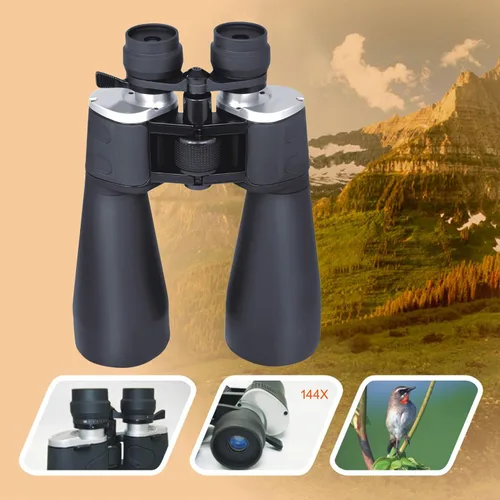 Vista 4 de Binoculares militares Zoom 144X, negro 20-144X Zoom Binoculars with 70mm Lens, HD Optics, Center Focus, Lightweight Travel Design for Outdoor