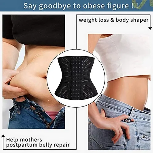 Vista 8 de 2 unidades de entrenamiento de cintura, 3 ganchos, 4 huesos de acero, corsé moldeador de cuerpo, faja de control de abdomen con varillas de acero