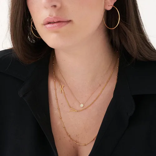Vista 3 de Oak&Luna - Collar personalizado con inicial lateral con hasta 2 iniciales personalizadas, joyería fina, plata de ley 925, vermeil dorado, regalo