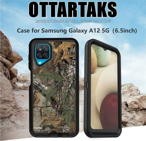 Vista 7 de Funda compatible con Samsung Galaxy A12 – Camo resistente a prueba de golpes con protector de lente de cámara [protección de grado militar]