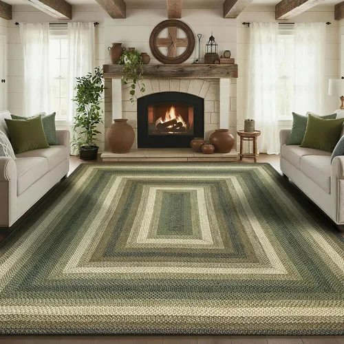 Vista 159 de Homespice Apple Pie - Alfombra ovalada roja de 2 x 3 pies, alfombra de cocina trenzada para decoración primitiva y rústica, reversible, yute sin