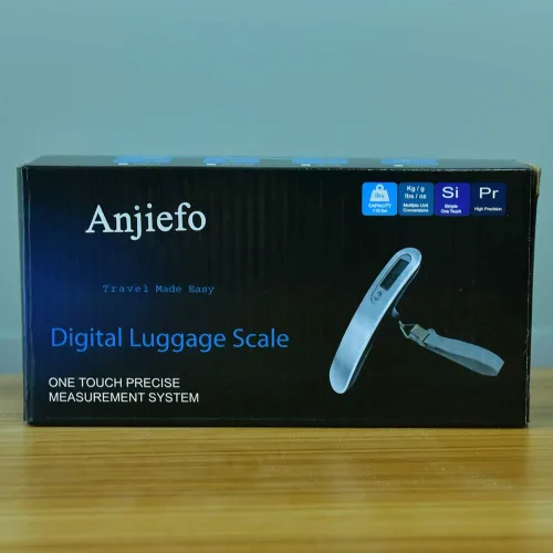 Vista 4 de Anjiefo - Báscula digital de equipaje de regalo para maleta de viajero, báscula de peso de mano, 110 libras