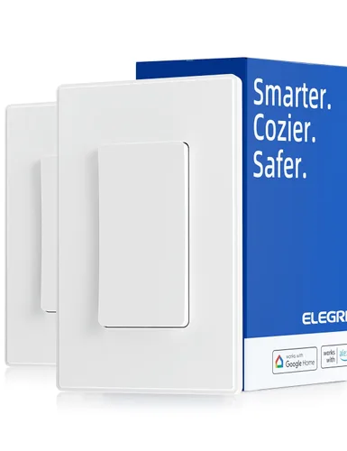 Vista 13 de ELEGRP - Interruptor de luz inteligente, interruptor de luz Wi-Fi de 2.4 GHz compatible con Alexa y Google Assistant, requiere cable neutro, control