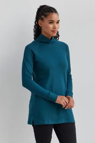 Vista 3 de Fair Indigo Túnica de cuello alto falso 100% algodón orgánico Luxe para mujer