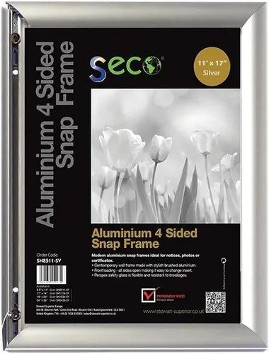 Vista 8 de Marco para póster Sseco – Stuart superior frontal carga fácil de abrir Snap, color Plata anodizado marco (sn1144), Plateado