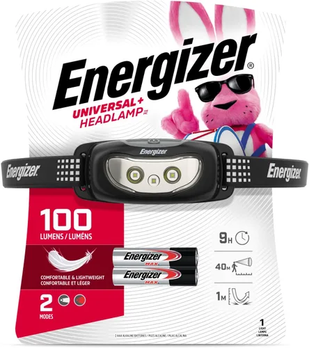 Vista 2 de Energizer Universal+ - Linterna frontal LED (paquete de 2), lámpara de cabeza brillante para exteriores, luz de campamento y emergencia, IPX4 Negro