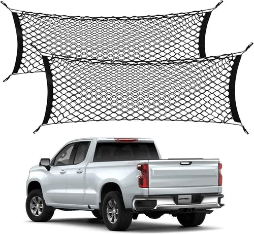 Vista 7 de 2 redes de carga para camioneta para camioneta, 52 a 66 pulgadas, organizador de almacenamiento de carga, red de malla, accesorios para Ford F150