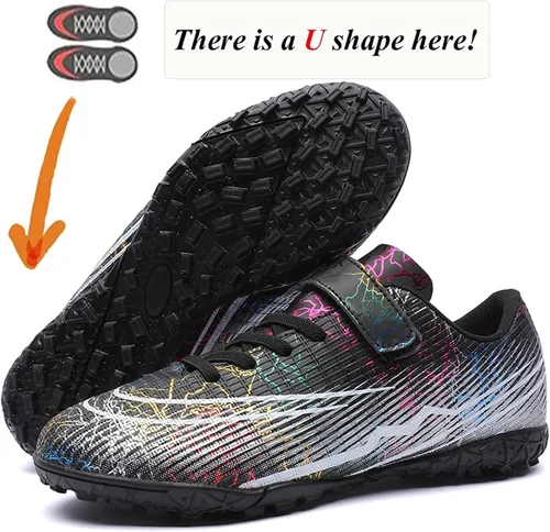 Vista 2 de Zapatos de fútbol de césped para niños y niñas, zapatos de fútbol atléticos para exteriores e interiores