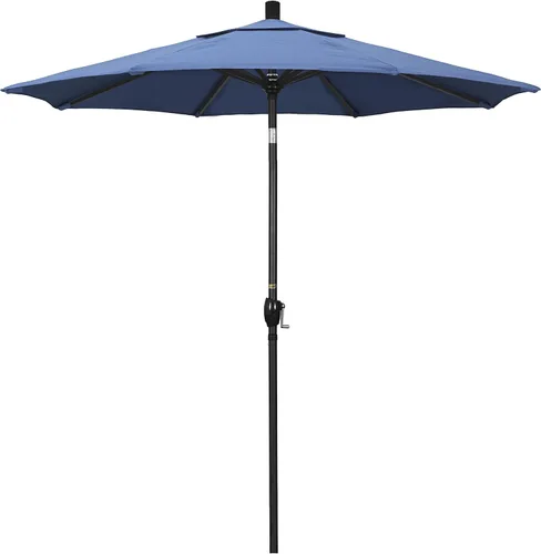 Vista 17 de California Umbrella Sombrilla redonda de aluminio de 7.5 pies, manivela para elevación, botón de inclinación, poste negro, azul marino Pacífica